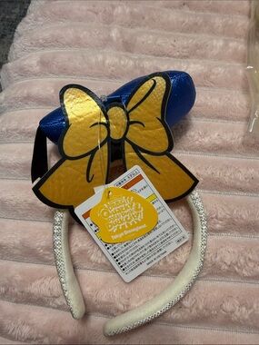 Disney Blue Sequin Headband with Gold Bow